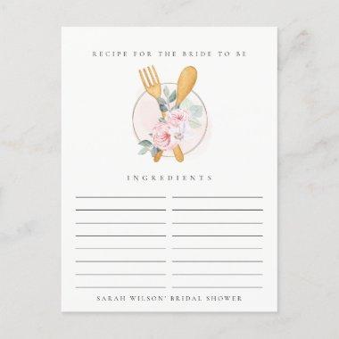 Spoon Fork Floral Recipe Request Bridal Shower PostInvitations