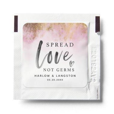 Spread Love Not Germs Pink Gold Wedding Favor Hand Sanitizer Packet