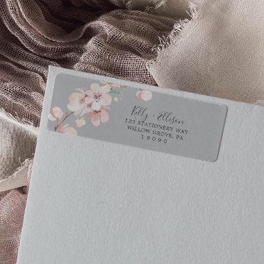 Spring Cherry Blossom | Gray Return Address Label