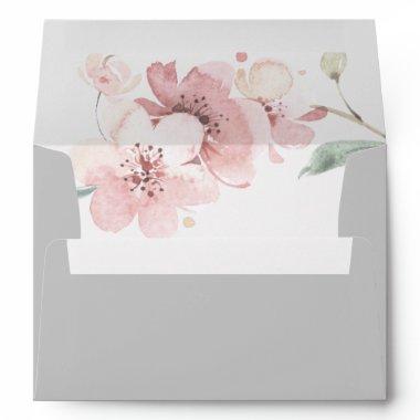 Spring Cherry Blossom | Gray Wedding Invitations Envelope