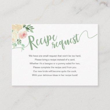 Spring Floral Bridal Shower Recipe Request Enclosure Invitations