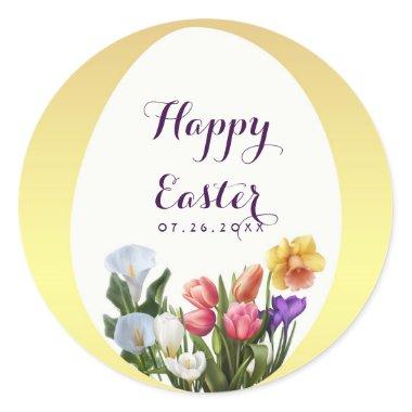 Spring Floral Easter Egg Bridal Shower Elegant Classic Round Sticker