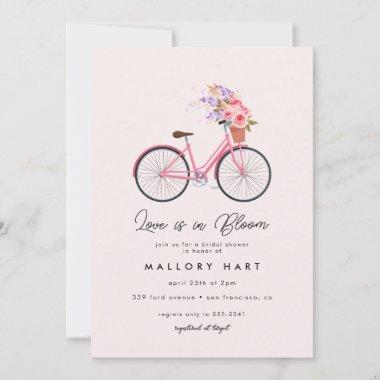 Spring Flower Bouquet Bicycle Bridal Shower Invitations