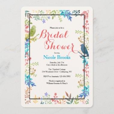 Spring Frame Vertical Bridal Shower Invitations