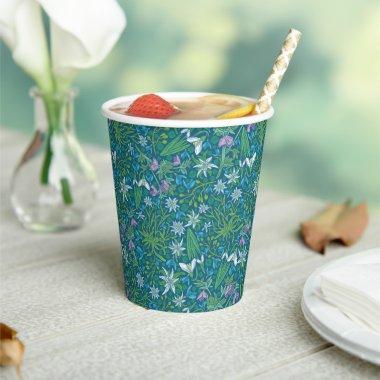 Spring Garden Mother's Day Blue Purple White Paper Cups