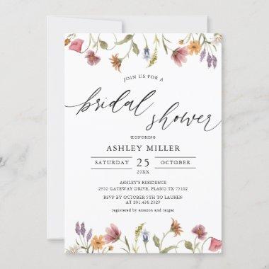 Spring Garden Wildflower Bridal Shower Invitations
