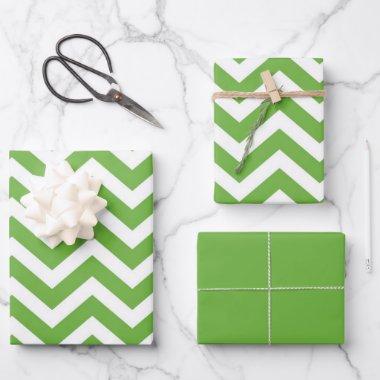 Spring Green & White Chevron Wedding Birthday Wrapping Paper Sheets