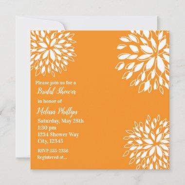 Spring Modern Orange & White Floral Bridal Shower Invitations
