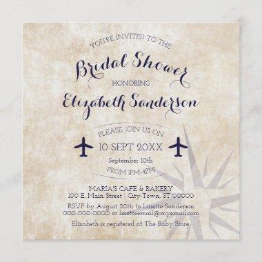 Square Passport Travel themed Bridal Shower Invite