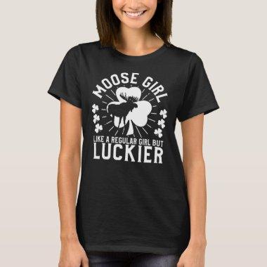 St Patrick's Day Moose Girl T-shirt Cute Moose Lov