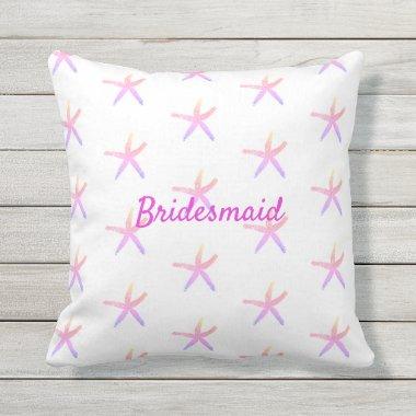 Starfish Pattern Pink White Bridesmaid Wedding Outdoor Pillow