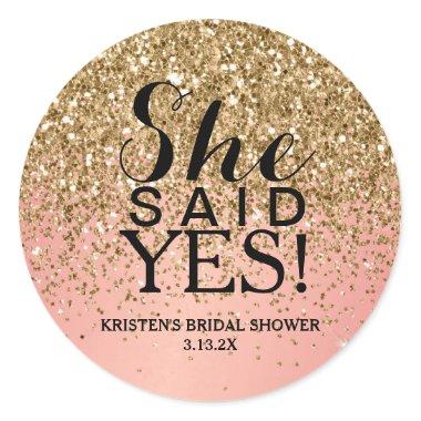 Sticker - Gold Rose Gold Glitter She Said Yes