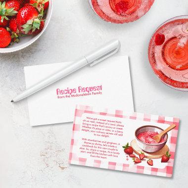 Strawberry Gingham Recipe Request Bridal Shower  Enclosure Invitations