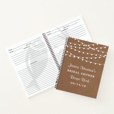 String Lights On Rustic Kraft Bridal Shower Recipe Notebook