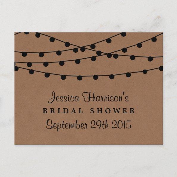 String Lights On Rustic Kraft Bridal Shower Recipe PostInvitations