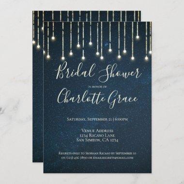 String Lights On Starry Sky Bridal Shower Invitations