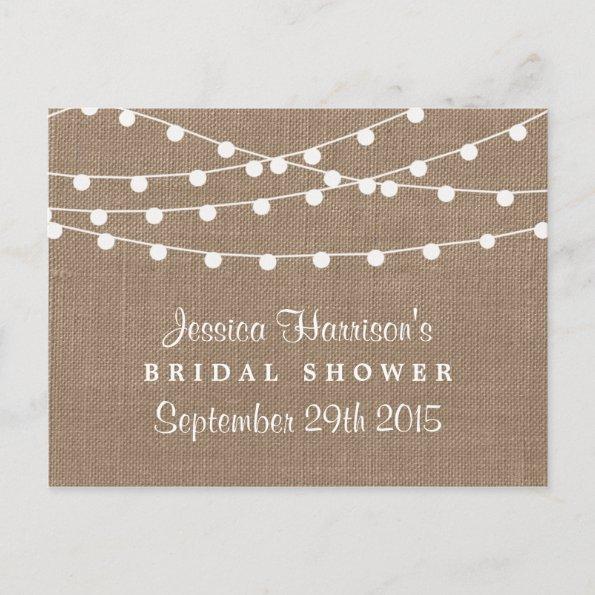 String Lights, Rustic Burlap Bridal Shower Recipe PostInvitations