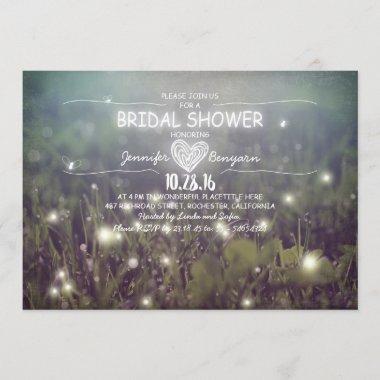 string of lights fireflies rustic bridal shower Invitations