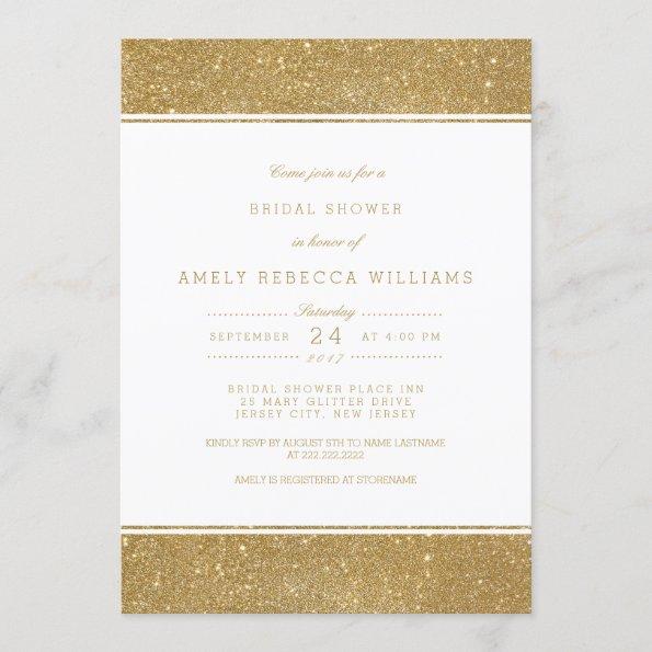 Stylish Faux Gold Glitter Bridal Shower Invite
