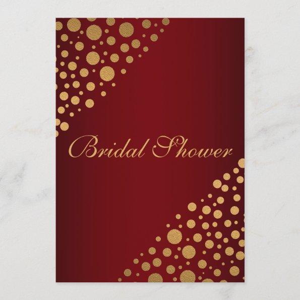 Stylish Gold Dots Bridal Shower Invitations | Red