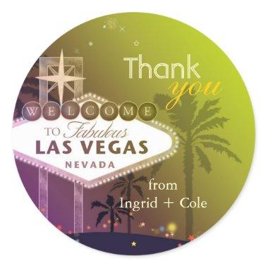 Stylish Las Vegas Wedding Thank You Favor Classic Round Sticker