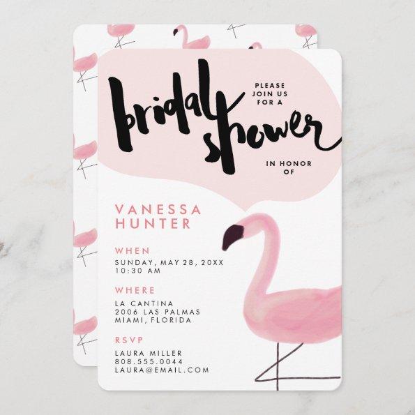 Stylish Pink Flamingo Bridal Shower Invitations