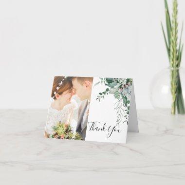 Succulent Greenery | Folded Front and Back Photo Thank You Invitations