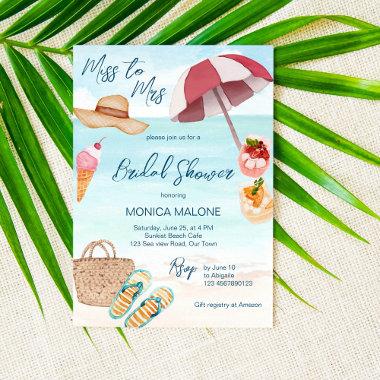 Summer beach pool tropical bridal shower Invitations