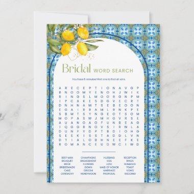 Summer Lemon Bridal Shower Word Search Game Invitations