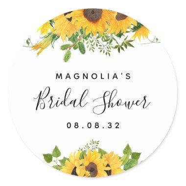 Sunflower Bridal Shower Classic Round Sticker