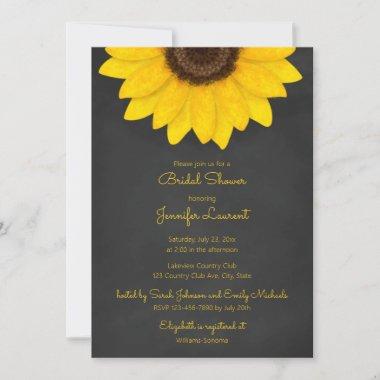 sunflower chalkboard rustic floral bridal shower Invitations