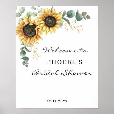 Sunflower Eucalyptus Floral Bridal Shower Welcome Poster
