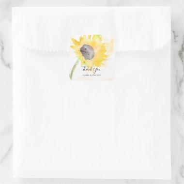 Sunflower on White Watercolor Thank You Favor Tags