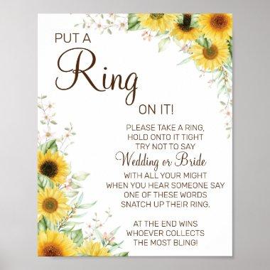 Sunflower Put a Ring bridal shower game sign