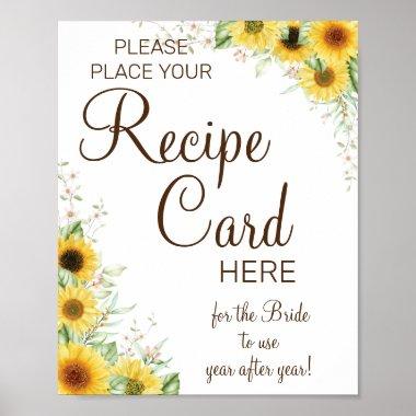 Sunflower Recipe Invitations bridal shower game sign