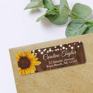 Sunflower & String Lights Bridal Shower Address Label