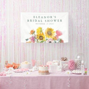 Sunflower Yellow Watercolor Floral Bridal Shower Banner