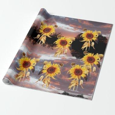 SUNFLOWERS AND SUMMER SUNSET WRAPPING PAPER