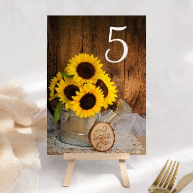 Sunflowers and Watering Can Wedding Table Numbers