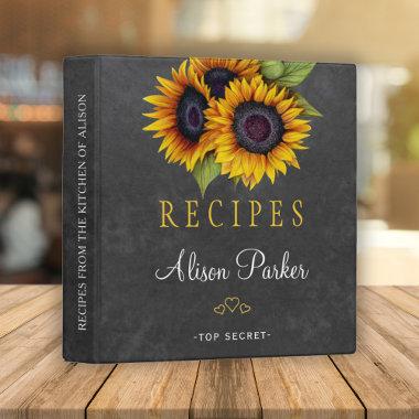 Sunflowers bouquet chalkboard rustic recipes binder