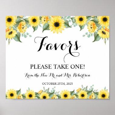 Sunflowers Greenery Favors Bridal Shower Wedding Poster