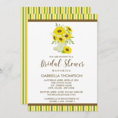 Sunflowers In Rain Boots Bridal Shower Invitations