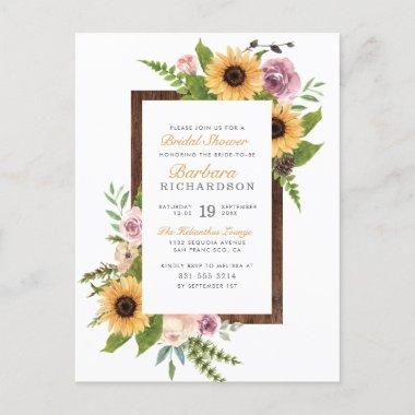 Sunflowers & Roses | Barn Wood Bridal Shower Invitation PostInvitations