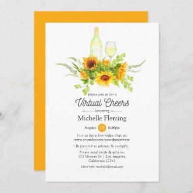 Sunflowers Wine Tasting Virtual Bridal Shower Invitations