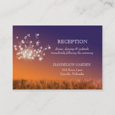 Sunset Dandelion Wedding Reception Enclosure Invitations