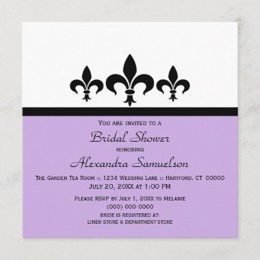Swanky Fleur De Lis Bridal Shower Invite, Lilac Invitations