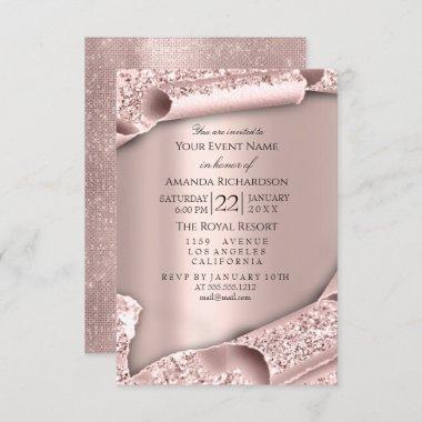 Sweet 16th Bridal Shower Wedding Rose Pink Invitations