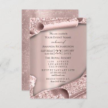 Sweet 16th Bridal Wedding 3D Rose Elegant Invitations