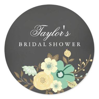 Sweet Floral Chalkboard Bridal Shower Sticker
