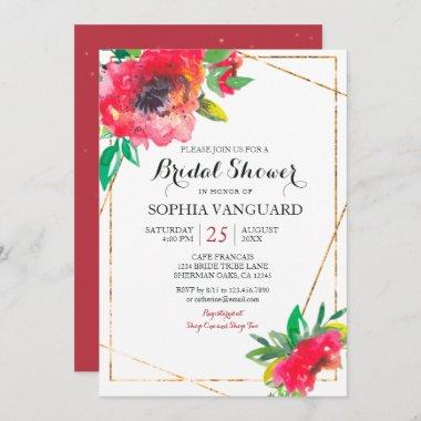 Sweet Watercolor Poppy Floral Bridal Shower Invite